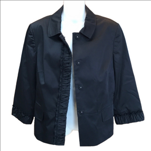 Talbots Tailored Cropped Lined Collared Black Blazer 3/4 Sleeve Womens Sz 6 NEW